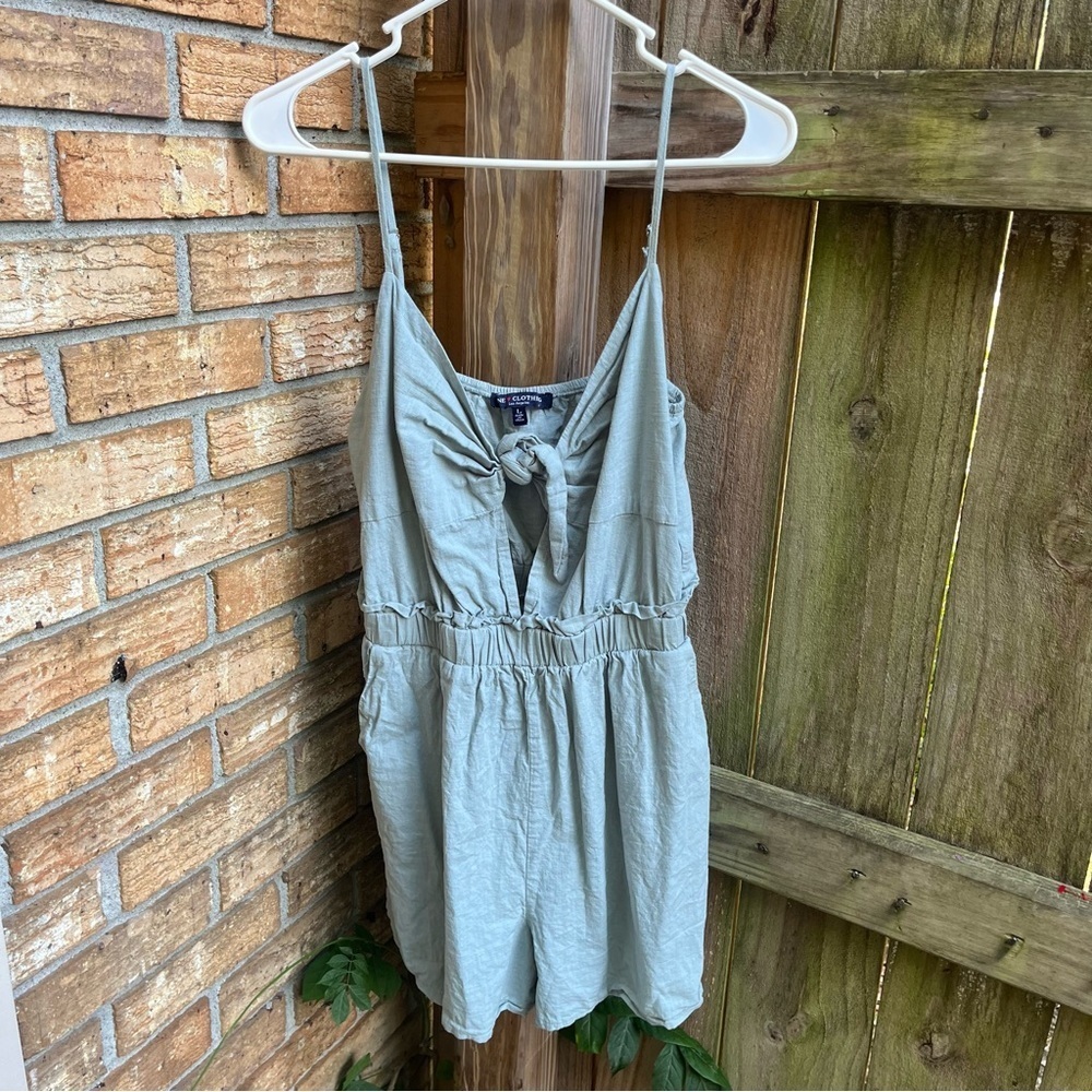Sage Green Tie-Front Romper